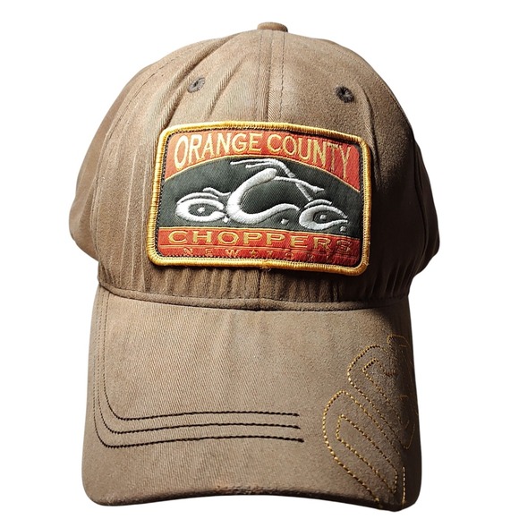 Orange County Choppers Hat‎ Cap One Size Brown Yellow Motorcycle Bio Domes SEE - Picture 1 of 12